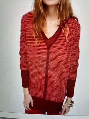 Zara burgundy patterned V‑Neck long Cardigan/dress - nwt